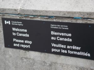 A sign at the Canadian border in Niagara Falls