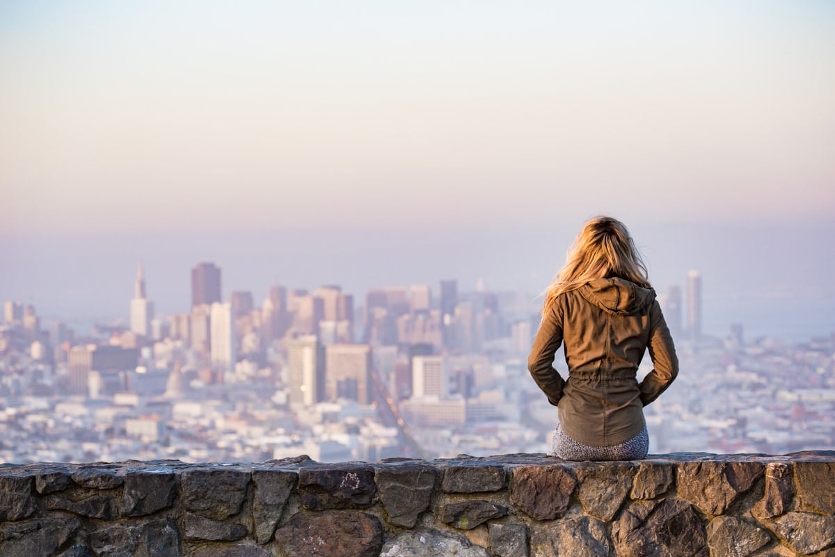 Woman sitting down in San Francisco