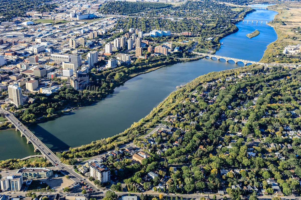 Aerial view of Saskatoon, Saskatchewan