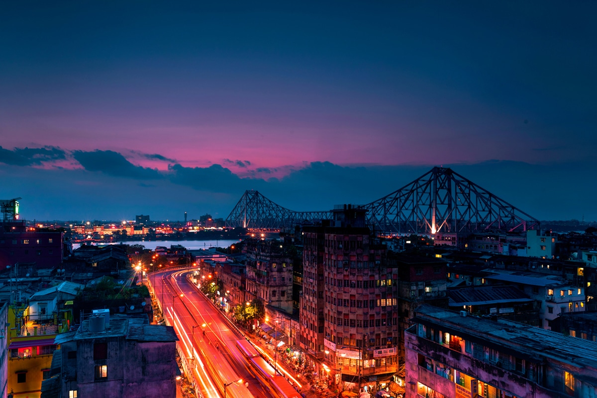 Kolkata, India skyline at dusk