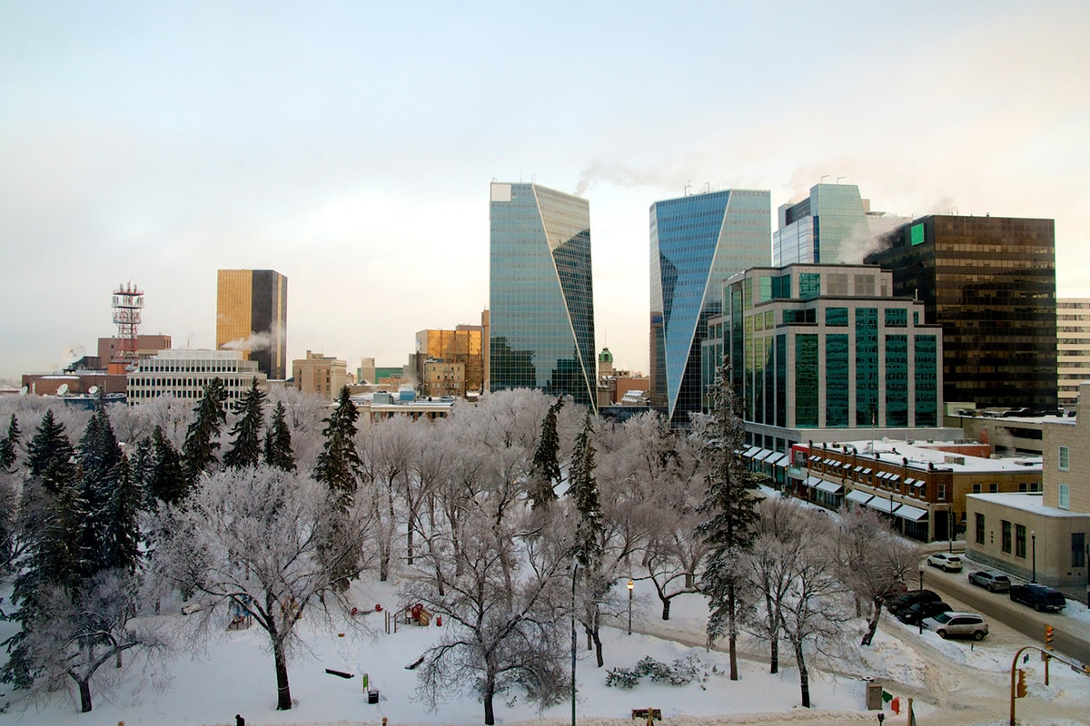 Cityscape of Saskatoon in the winter