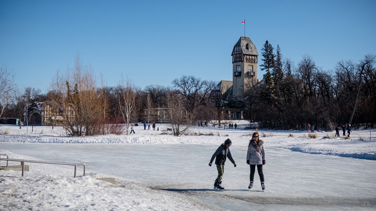 Winnipeg locals skating on ice