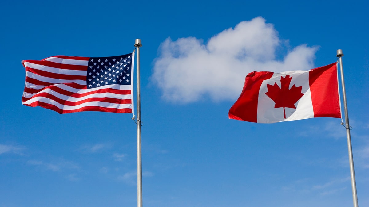 U.S. and Canada flags
