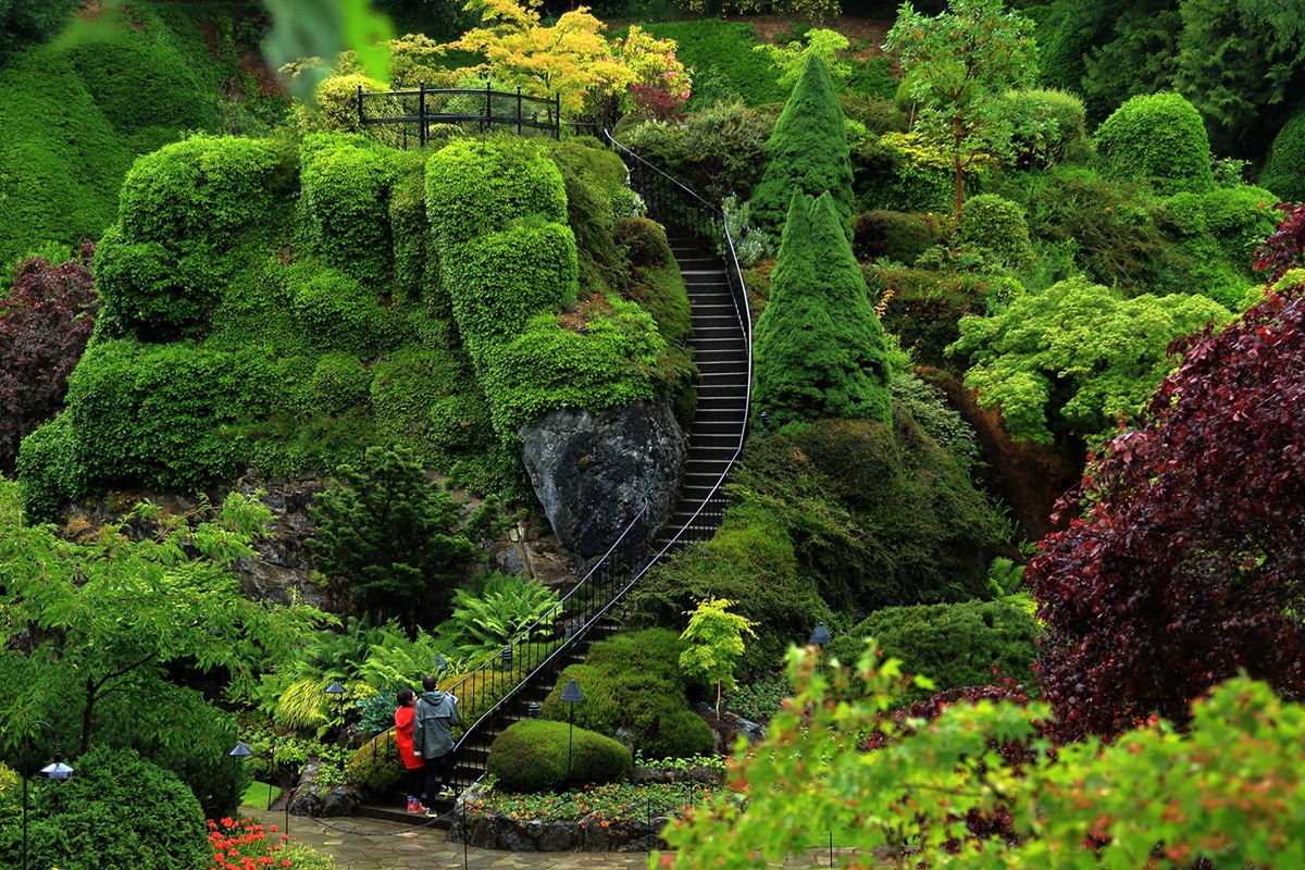 Stairway at Butchart Gardens on Vancouver Island.