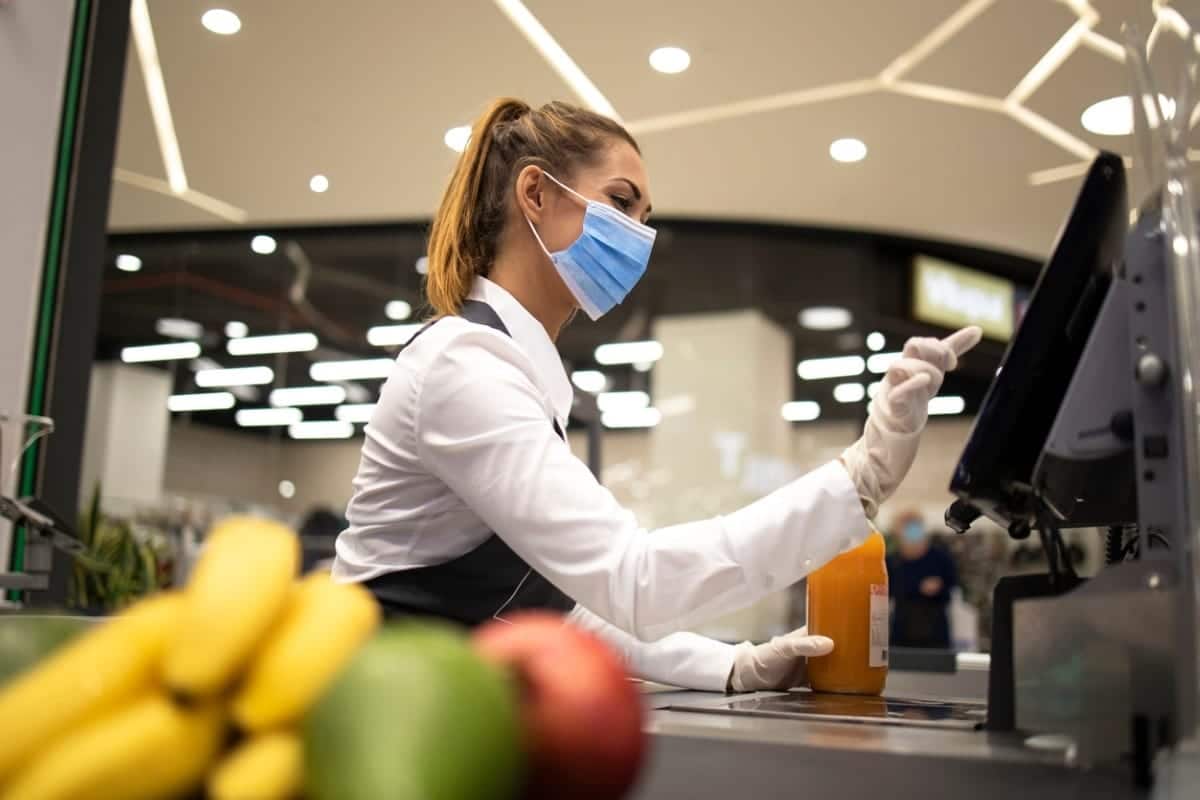 Supermarket worker during COVID-19 pandemic