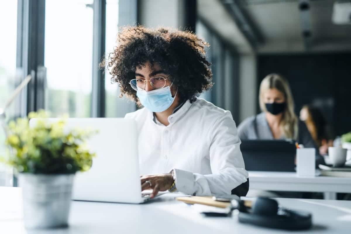 Man working during COVID-19 pandemic