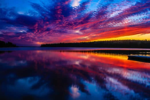 Colourful sunset on Riding Mountain National Park in Manitoba.