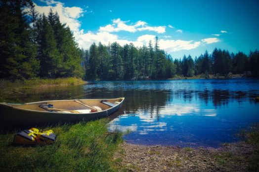 B.C. lake and canoe