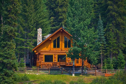 Log cabin in Canada's Rockies.