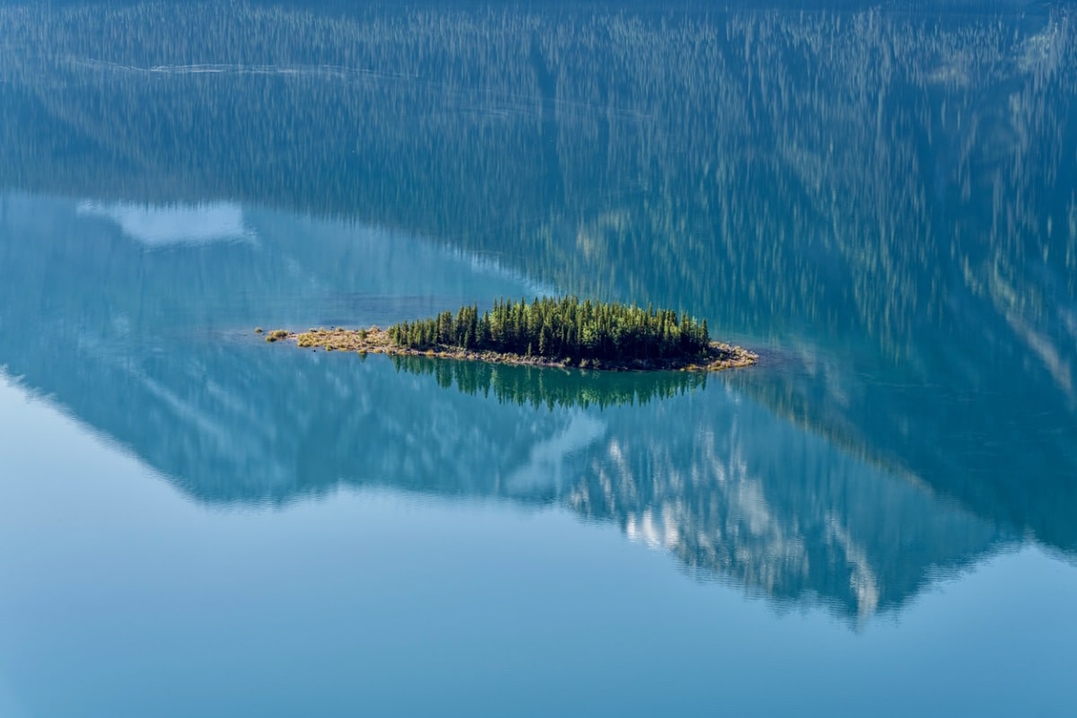 Island on lake in Alberta.