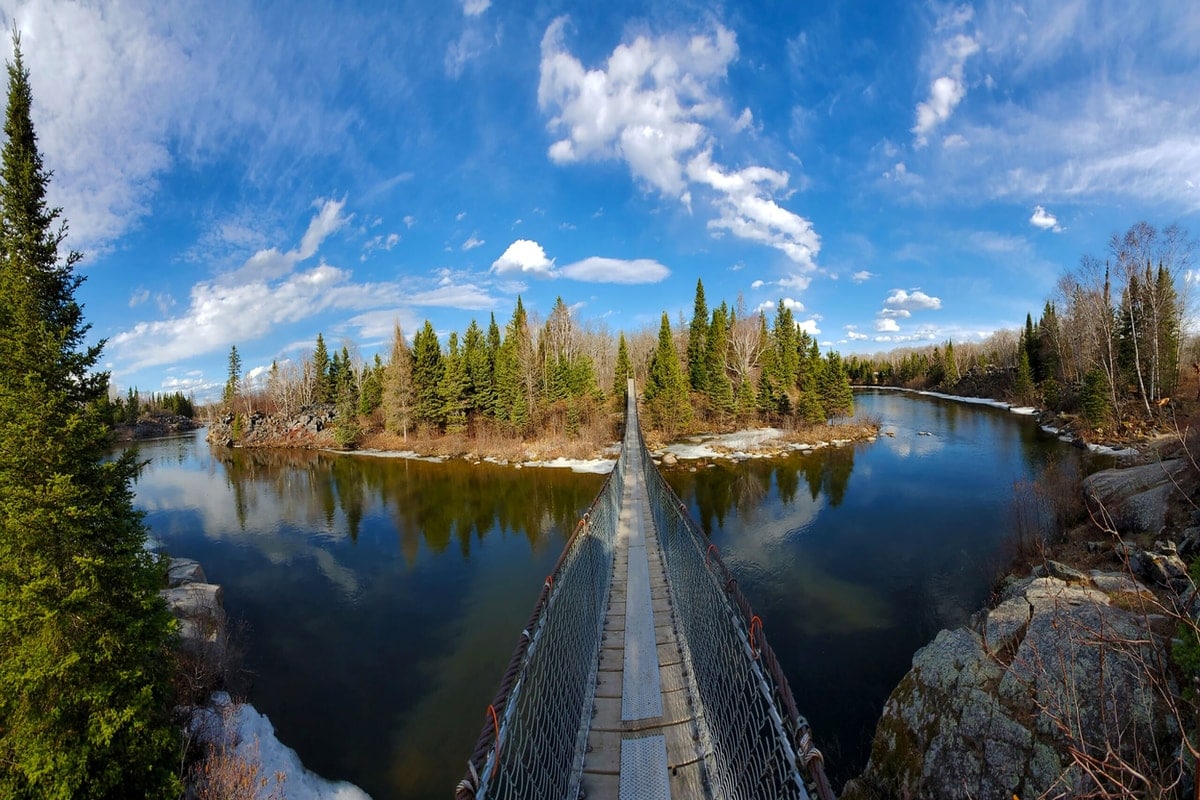 Suspension bridge over the Pinawa Channel near Pinawa, Manitoba