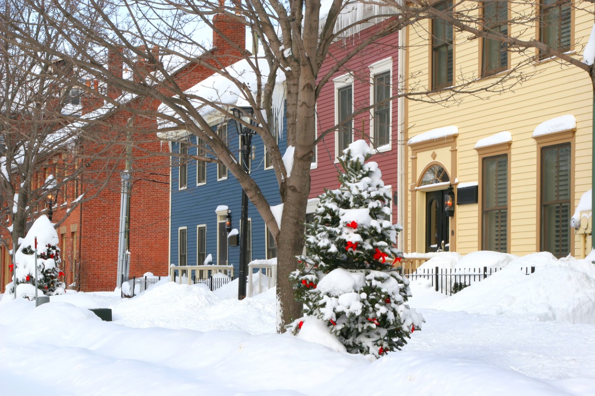 P.E.I in December, snowy street.