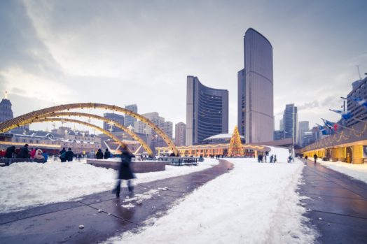 Toronto Nathan Philips Square in winter