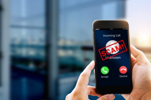 phone with scam call display