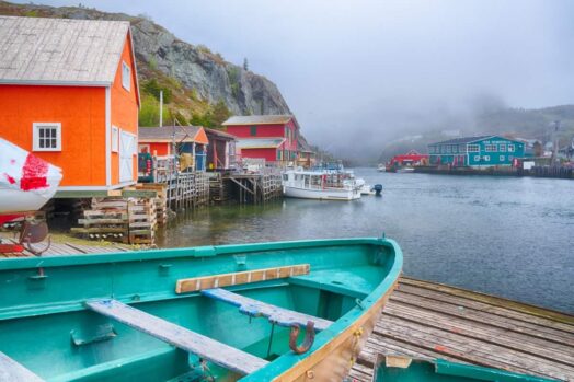 Encantador pueblo pesquero de Quidi Vidi en St John's, Newfoundland, Canadá
