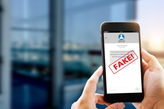 Mensaje de texto falso SMS estafa o concepto de phishing