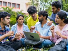 Indian students working on a group project