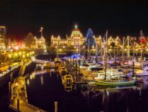A picture of Victoria, B.C. during Christmas time. Canadians celebrate Christmas with unique traditions and events. Read on to learn more.
