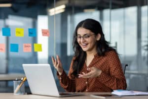 Woman working at laptop