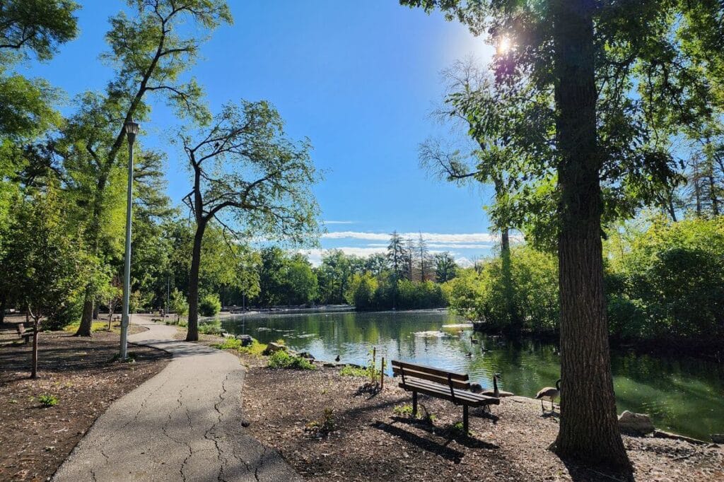 walking path in St Vital Park in Winnipeg, MB, Canada