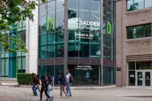 Students walking past University of British Columbia