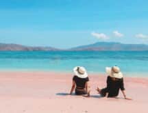 A pink sand beach in the Bahamas