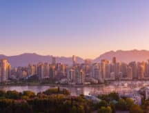 A view of the Vancouver skyline during an early morning.