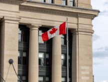 Canadian flag against the Senate