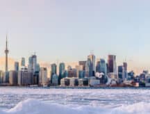 A view of the Toronto skyline from the lake.