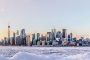 A view of the Toronto skyline from the lake.