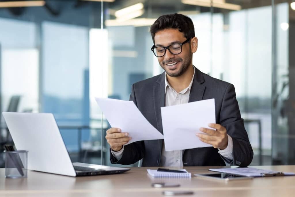 Businessman looking at documents