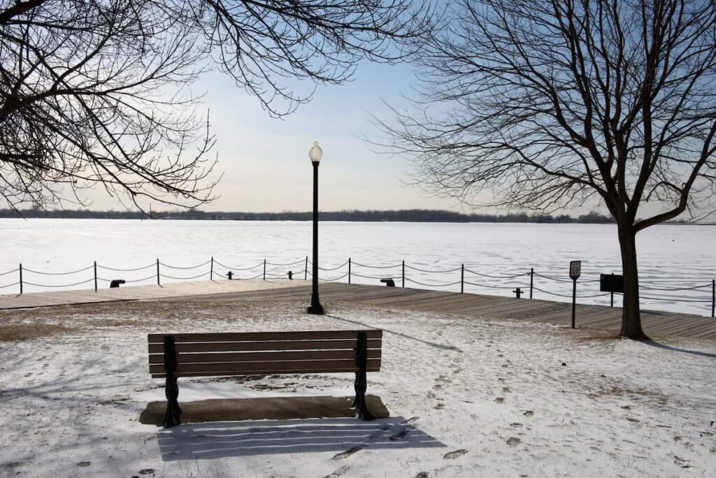 Frozen Lake Ontario seen in Toronto