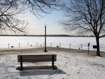 Frozen Lake Ontario seen in Toronto