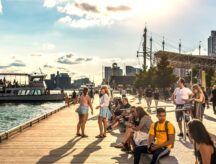 A group of people at the Toronto pier.