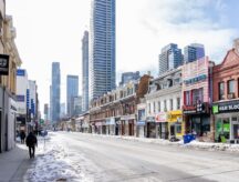 Snow on Queen Street in Toronto