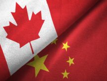 A picture of the Canadian and Chinese flags