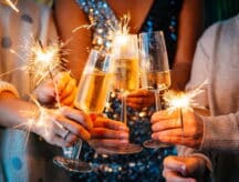 A group of people celebrating at a new year's party