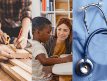 A collage of different professions that are eligible under category based selections.