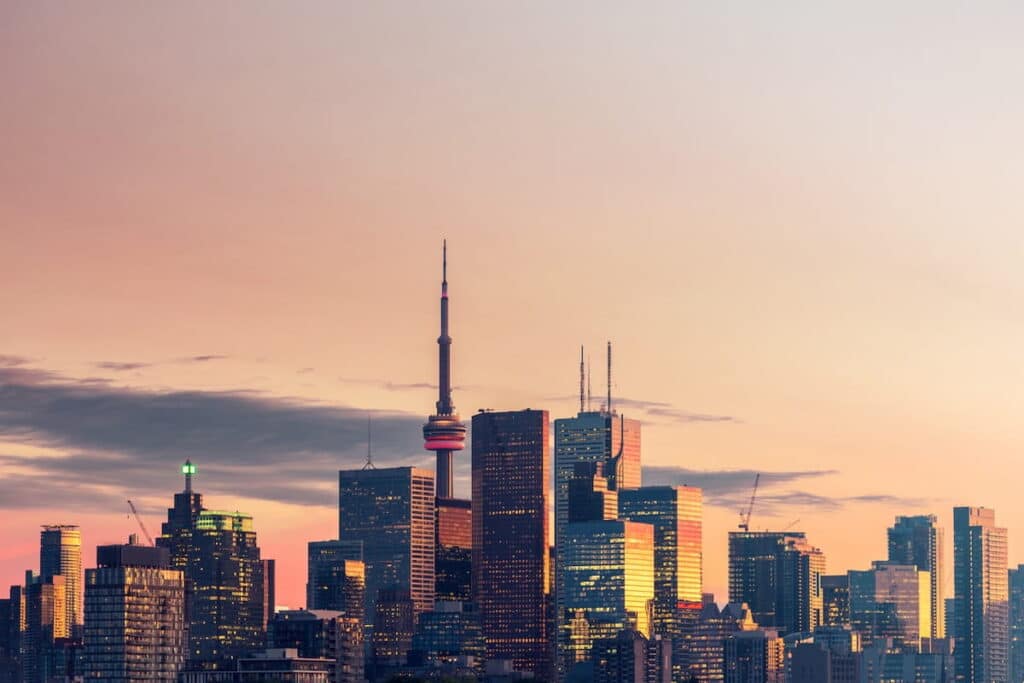A view of the Toronto skyline on a morning.