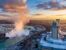 An overhead picture of Niagara Falls