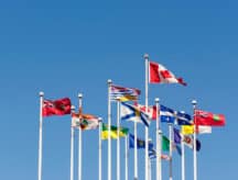 A selection of provincial flags across Canadian provinces.