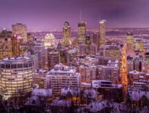 A view of Montreal at night time.