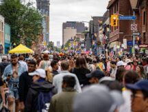 A busy street in Toronto.
