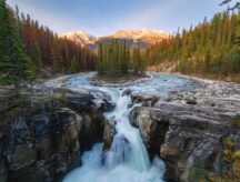 A waterfall at Jasper National Park.