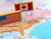 A map of Canada and the US side-by-side