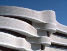 A close-up of the balconies at the Canadian Museum of History in Gatineau Quebec.