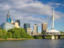 The Winnipeg skyline from across the Red River.