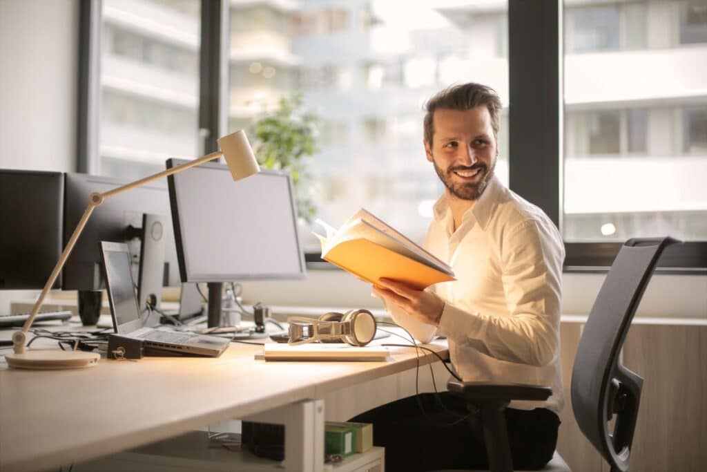 man working at the office desk