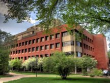 The Winspear Business Reference Library building, on the campus of the University of Alberta, Edmonton, Alberta, Canada.