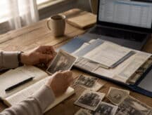 A man going through his family records as he prepares a citizenship by descent application.